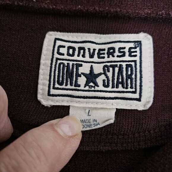 Converse One Star Collared Sweatshirt Burgundy Womens Size L - Picture 6 of 9